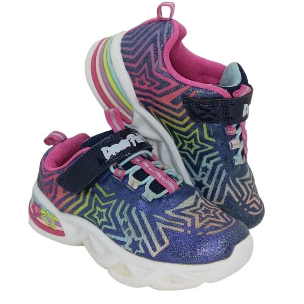DREAM PAIRS Light Up Girls Blue/Pink Sparkly Velcr@ Sneakers - Size: 13T
